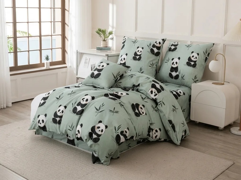 Mikroszálas ágyneműhuzat PANDA RELAX mentás Ágyneműhuzat mérete: 70 x 90 cm | 140 x 220 cm