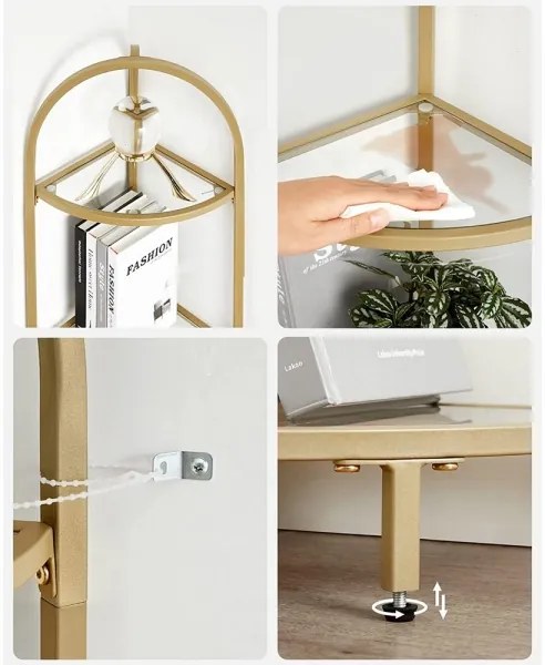 GLASY arany színű könyvespolc