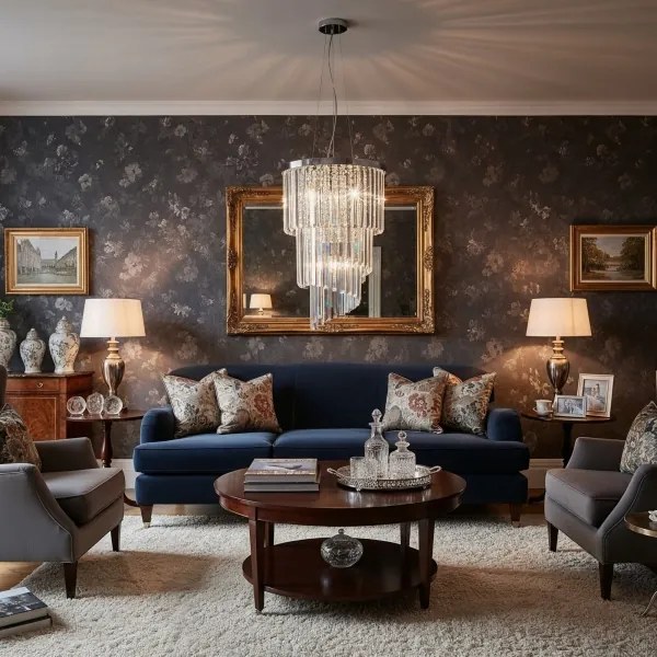 Ideal Lux-Kristály csillár zsinóron CARLTON 8xE14/40W/230V átm. 40cm fényezett króm