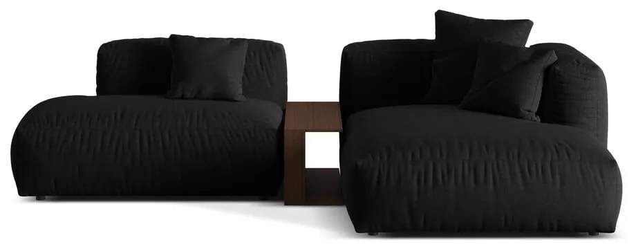 Fekete moduláris sarokkanapé (jobb oldali) Martina – Micadoni Home