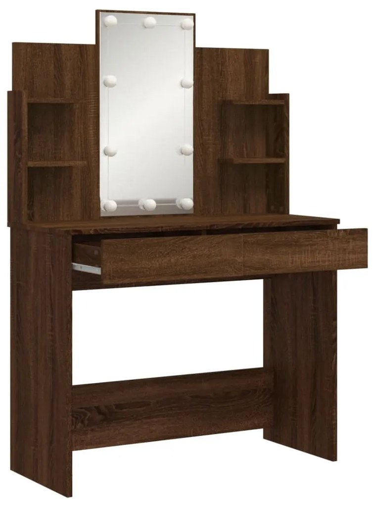 barna tölgy fésülködőasztal LED-del 96x40x142 cm