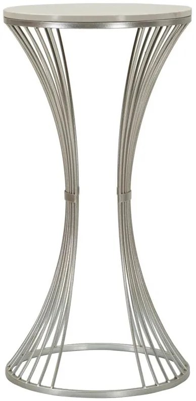 fém kisasztal márvány hatású asztallappal – Ø 40x79 cm – Ezüst