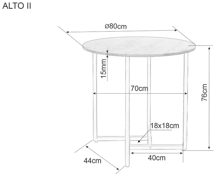 Alto II kerek étkezőasztal tölgy/fekete 80 cm