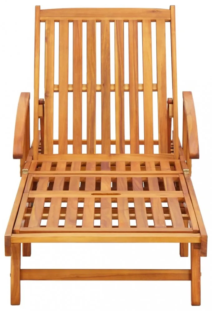 2 db tömör akácfa napozóágy asztallal és párnákkal