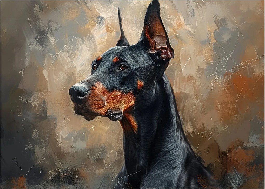 Üveg kép - Dobrman portréja (70x50 cm)