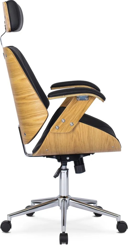 Fotel Dąb Złoty FABIAN Dąb Złoty/Czarny Ekoskóra