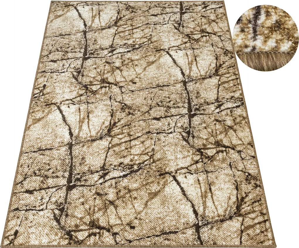 Hurkos Szőnyeg Praktikus Barna Bézs Márvány Filc Grain 200x200 cm