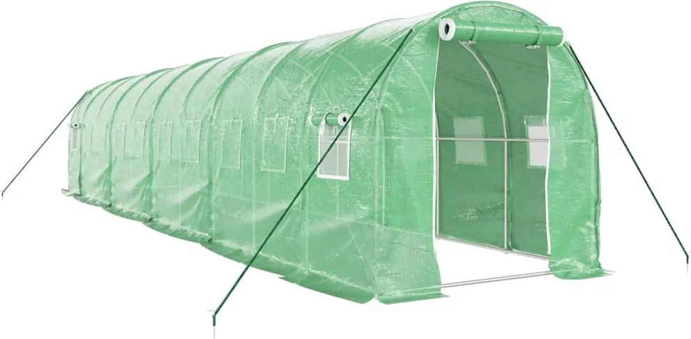 vidaXL zöld acélvázas melegház 20 m² 10 x 2 x 2 m