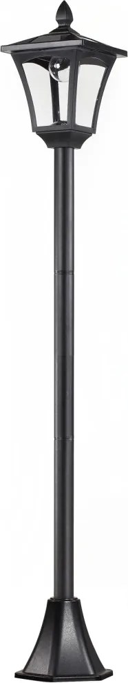 Outsunny LED napelemes kerti lámpa, rozsdamentes acél állólámpa, 160 cm magas, fekete