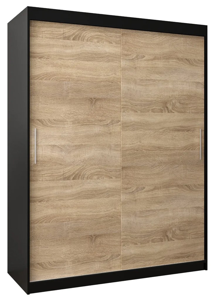 Ruhásszekrény 150 cm Toki (matt fekete + szonoma tölgy). 1064824