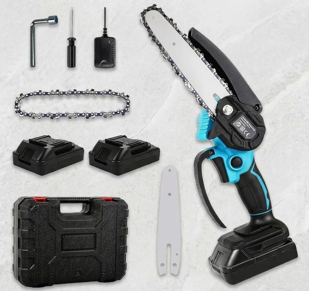 Akkus kézi 8″ mini fűrész - WORTH AIR KE24-286 + 2x akku 21 V + tartozékok + láda