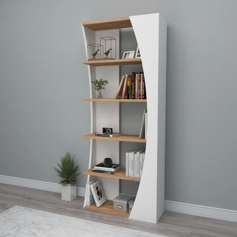 könyvespolc Selge - Atlantic Pine, White