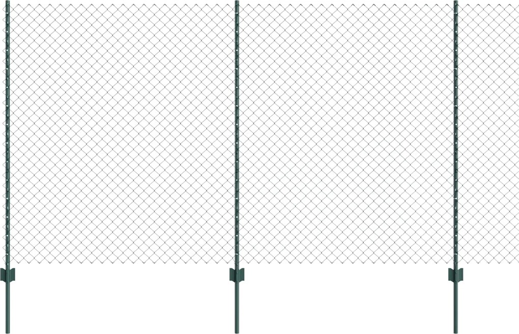 vidaXL Kerítés oszlopokkal Zöld 1,4 x 10 m Acél és PVC