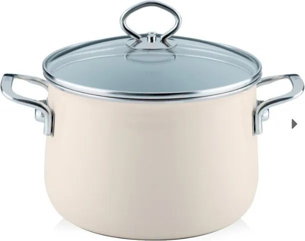 Zománcozott indukciós fazék 4.0L Fedéllel Krém Riess Avorio