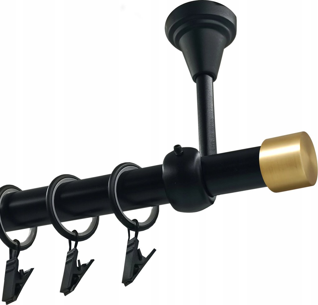 Egyrudas, Fém, Mennyezeti karnis, 19mm, Matt Fekete, 160cm, Luna Gold