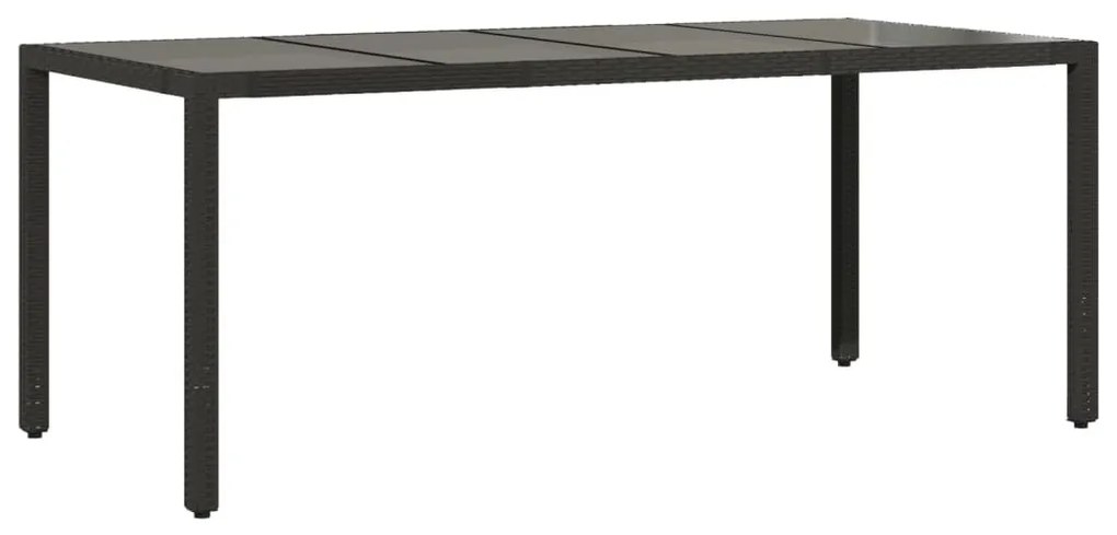 7 részes fekete polyrattan kerti bisztrógarnitúra párnákkal