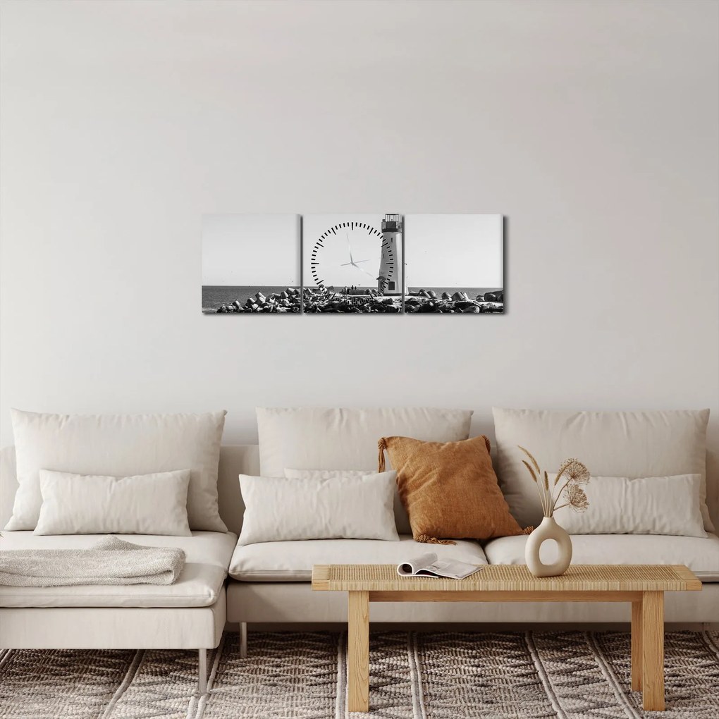 Kép - Világítótorony a tengerparton, Santa Cruz, California (órával) (90x30 cm)