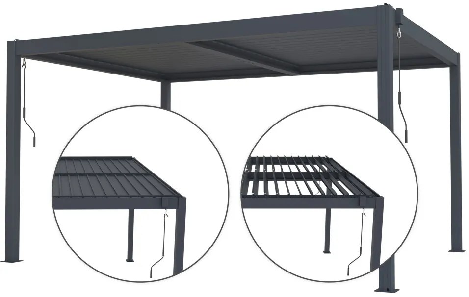 Bioklimatikus pergola G21 Austin 4x3 m, antracit, alumínium