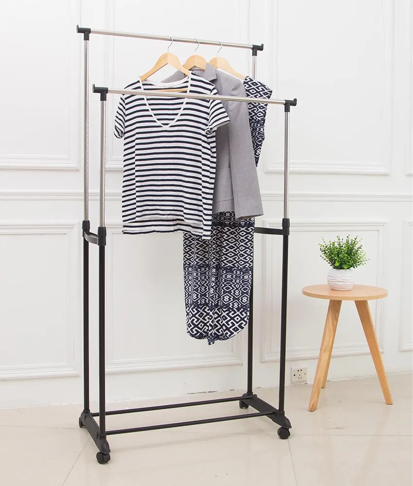 Kétsoros mozgatható akasztó polccal, fekete/ezüst, SVAN