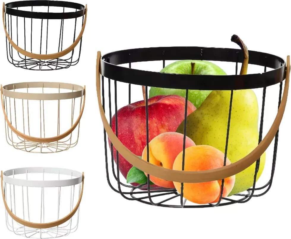 Fém kosár fa nyéllel 19cm