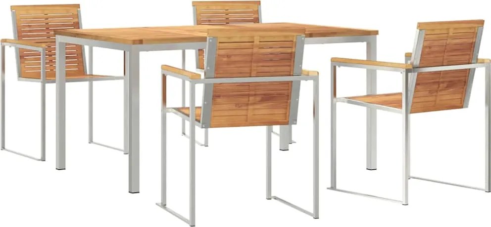 vidaXL Kert étkező szett 5 pcs Barna Tömör Teakfa