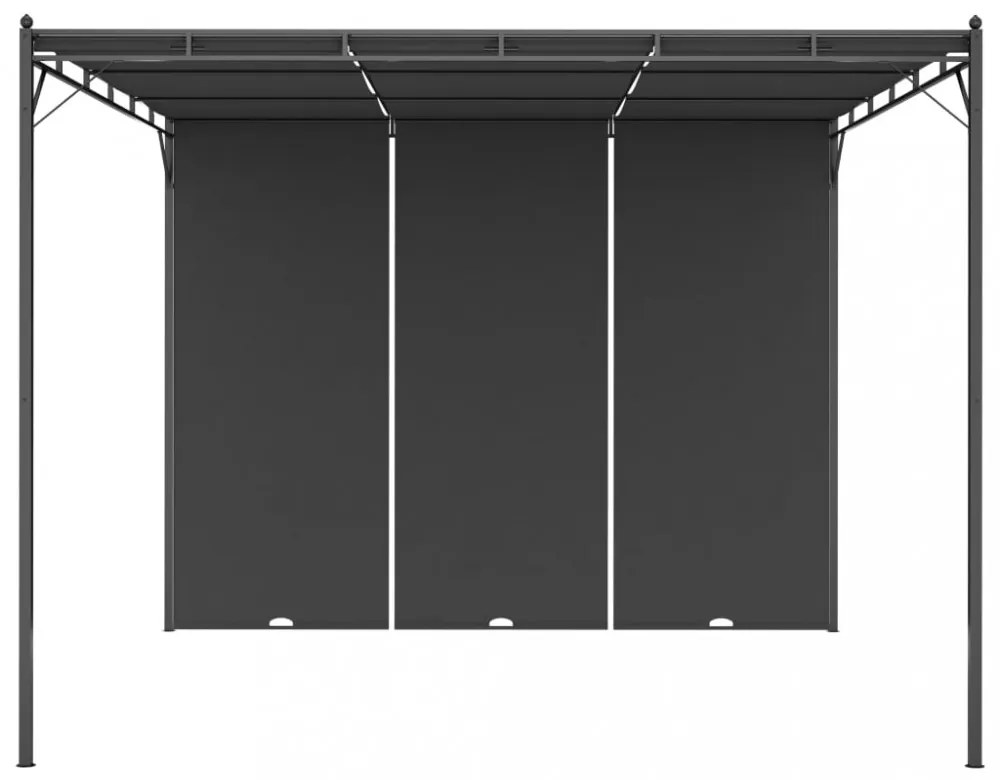 vidaXL antracitszürke kerti pavilon oldalfüggönnyel 3 x 3 x 2,25 m