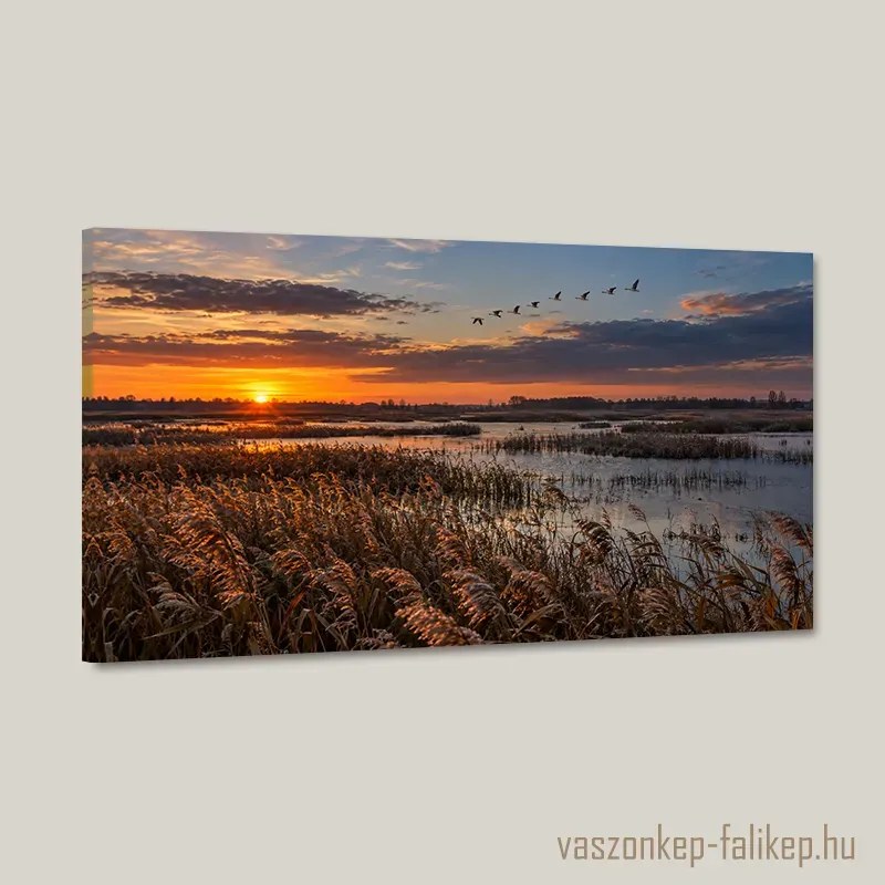 Vándormadarak alkonyata – prémium vászonkép 40x23 cm