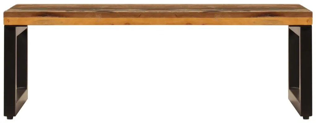 Tömör újrahasznosított fa és acél dohányzóasztal 100x50x35 cm