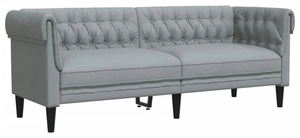 világosszürke 3 személyes szövet Chesterfield kanapé