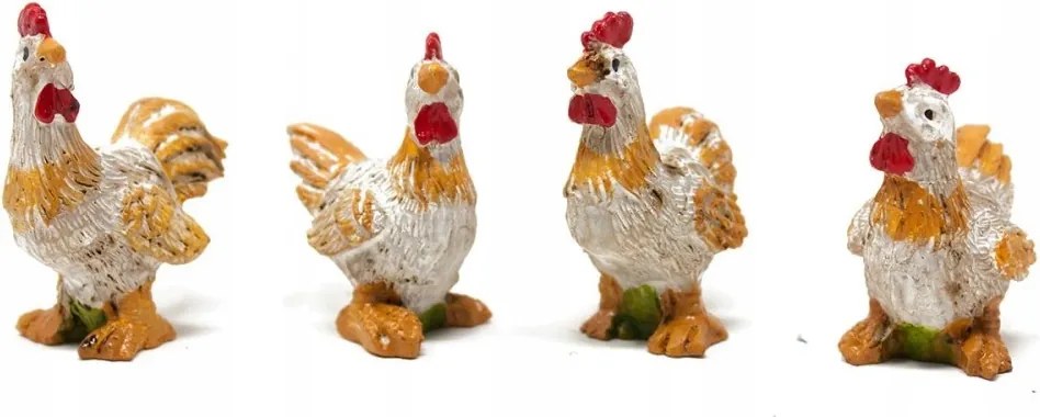 4 db-os tyúkfigura szett karácsonyi betlehemhez 10-12cm-es figurákhoz