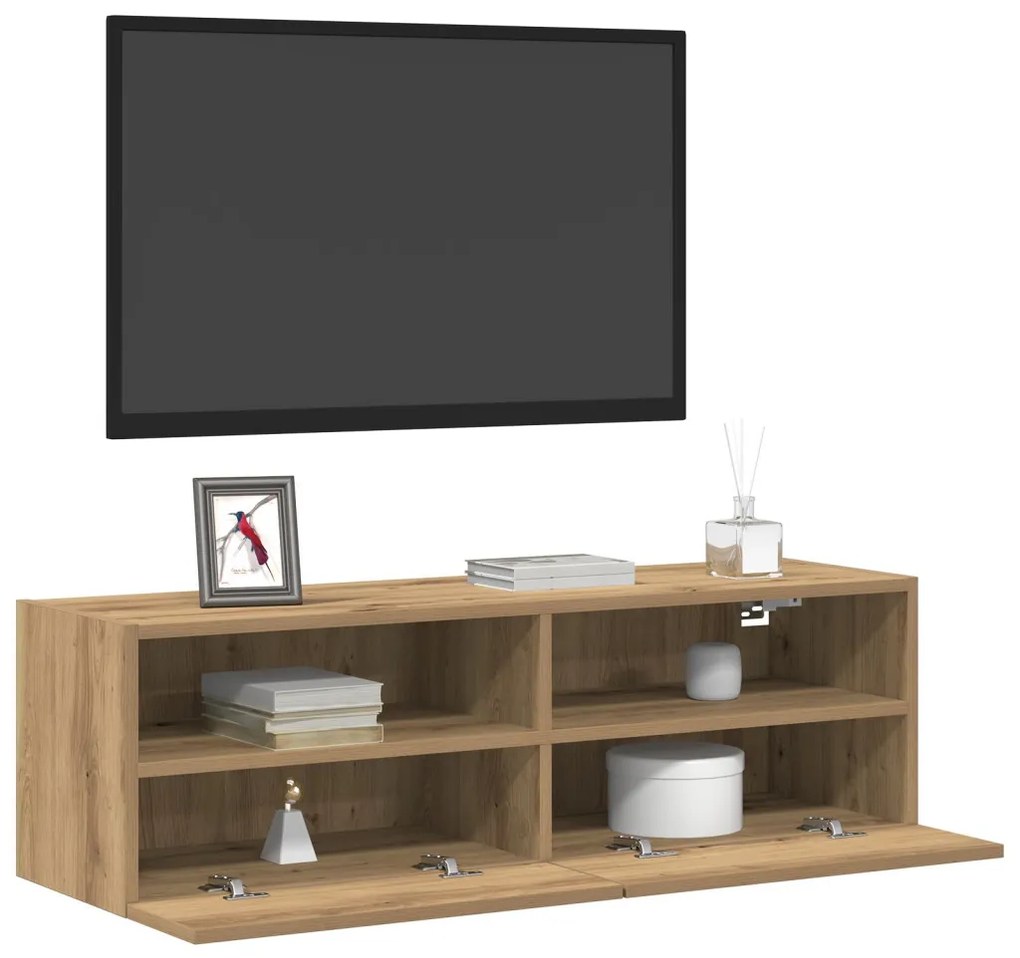 TV Fali Szekrények 2 db Artisan Tölgy 100x30x30 cm Műanyag