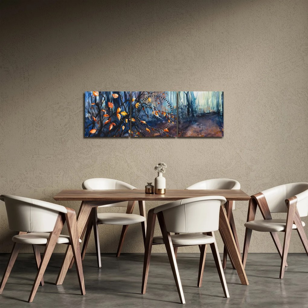 Kép - Az őszi nap sugarai (órával) (90x30 cm)