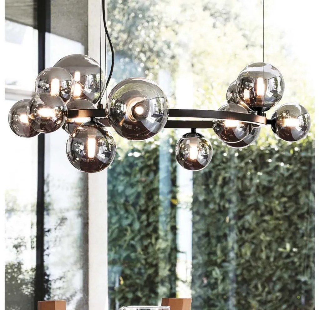 Ideal Lux - LED Csillár zsinóron PERLAGE 11xG9/3W/230V átm. 73 cm fekete/füstös