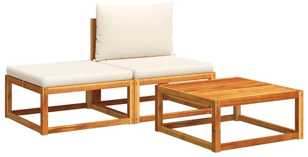 vidaXL 3 részes kerti kanapégarnitúra párnákkal, akácfa és rattan