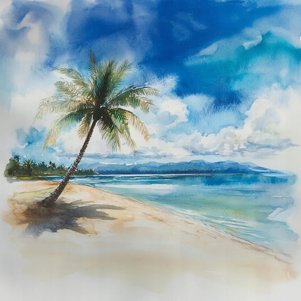 Canvas Vászonkép Trópusi Tengerpart Pálmafák Óceán 40x40