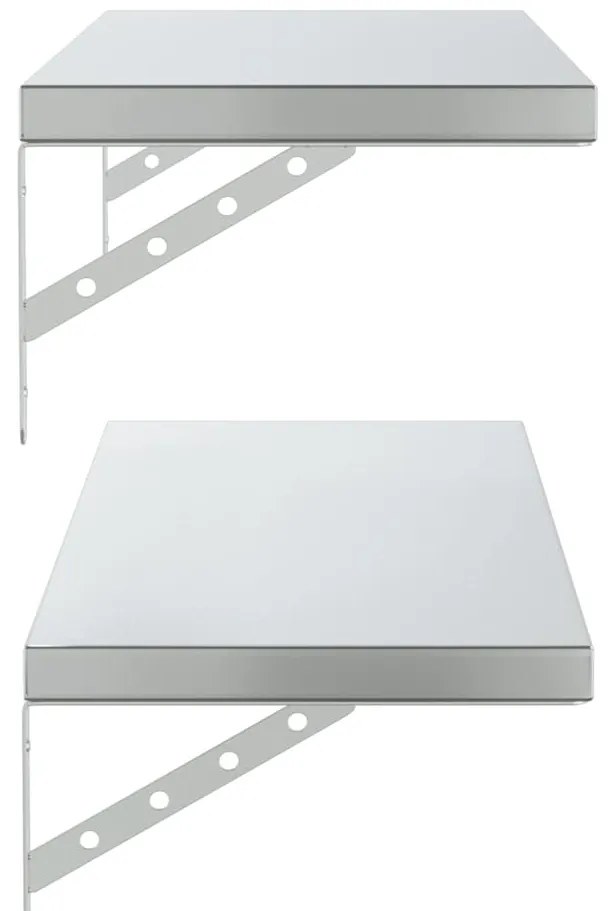 2 db ezüstszínű rozsdamentes acél fali polc 100 x 30 cm