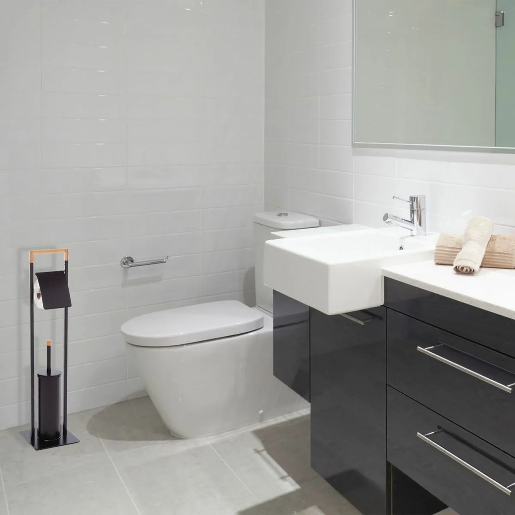 Spirella Toalettpapír tartó kefével Chic 75 x 19 x 19 cm, fekete