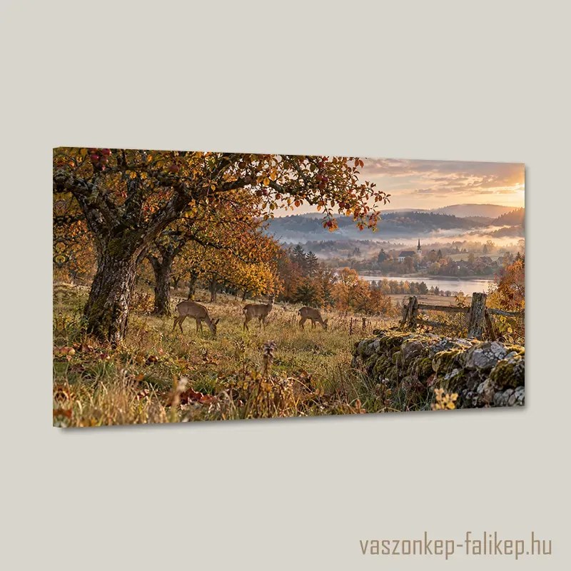 Őszi csend a völgyben – prémium vászonkép 40x23 cm