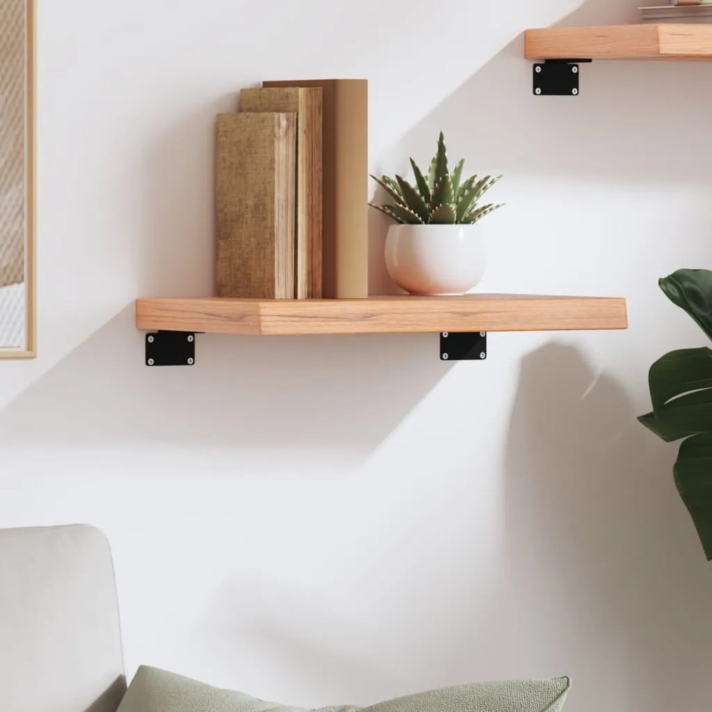 világosbarna kezelt tömör tölgyfa fali polc 40x30x(2-4) cm