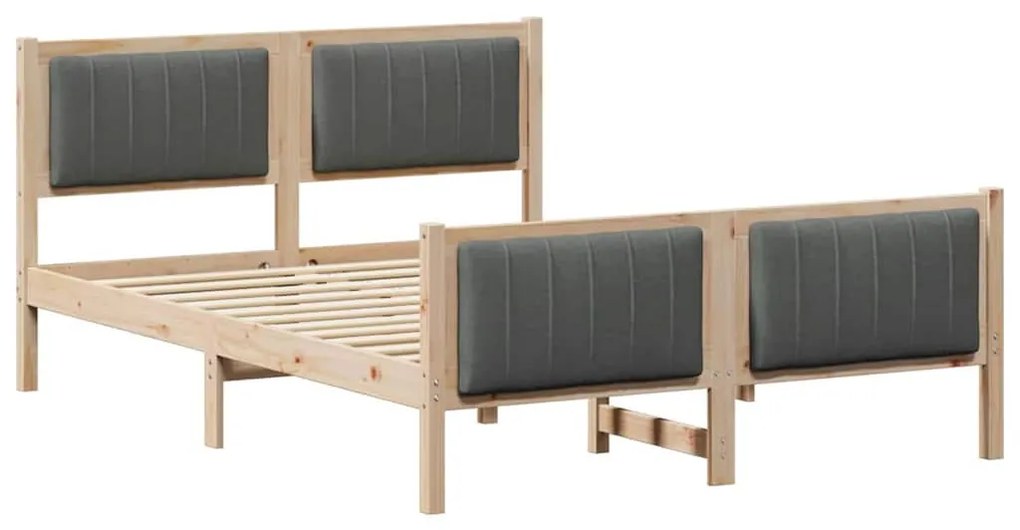 Ágykeret barna és sötétszürke 140 x 200 cm Tömör fenyőfa