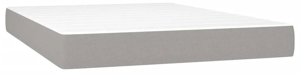 világosszürke szövet rugós és LED-es ágy matraccal 140x190 cm