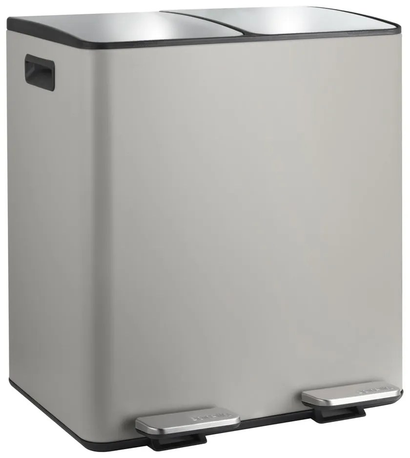 Szürkésbarna acél szelektív pedálos szemetes 2x20 l Aliya – Spirella