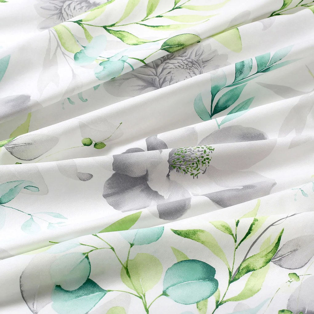 Goldea gyermek pamut ágyneműhuzat kiságyba deluxe - eucalyptus virágok 90 x 120 és 40 x 60 cm