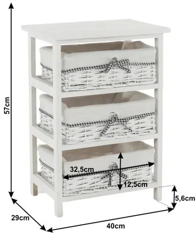 Ruby 3 komód fehér,40 x 57 x 29 cm