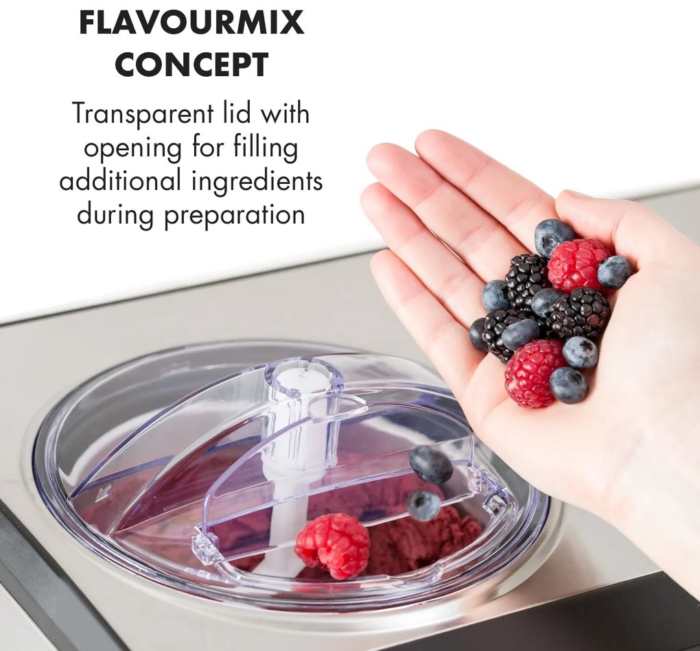 Klarstein Dolce Bacio, fagylaltgép, kompresszor, 2 L, LCD kijelző, érintésvezérlés, roszdamentes acél