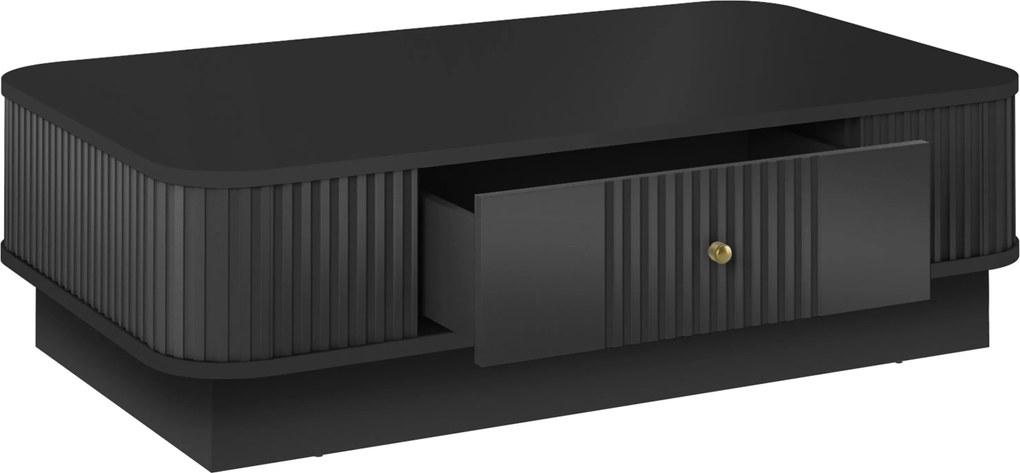 Vesper dohányzóasztal 103x60 cm fiókkal, lábazaton - fekete / arany fogantyú