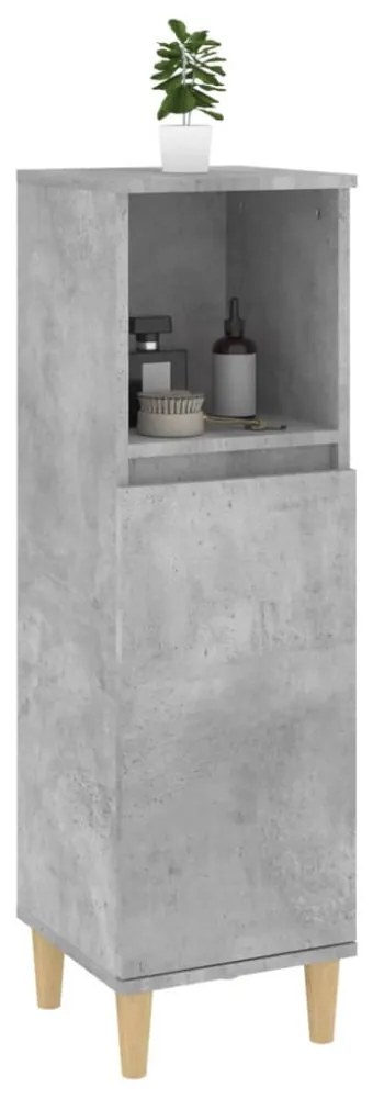 betonszürke szerelt fa fürdőszobaszekrény 30 x 30 x 100 cm