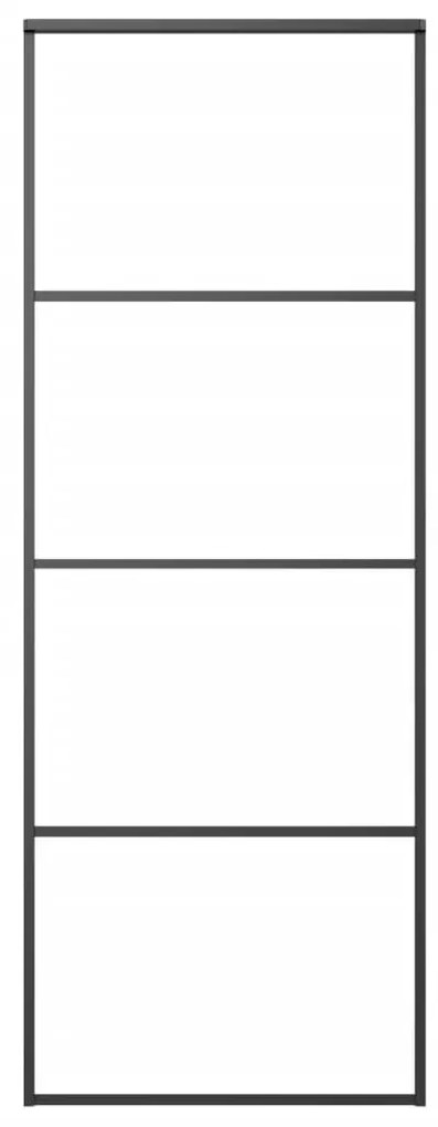 Fekete alumínium és ESG üveg tolóajtó 76 x 205 cm