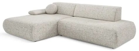 PRATO L alakú balos kihúzható sarokkanapé tárolóval, bézs