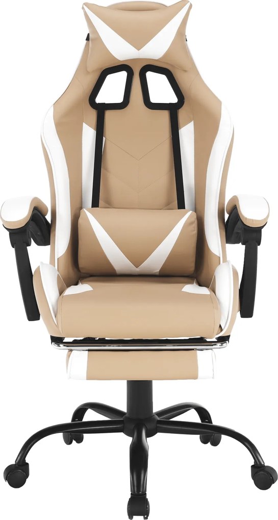 Irodai/gamer fotel, fekete/fehér/bézs, OZGE 2 NEW